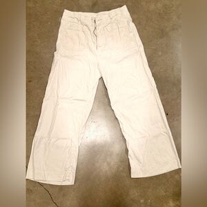 Anthropologie Maeve Colette pant white linen high-waisted front pocket size 6